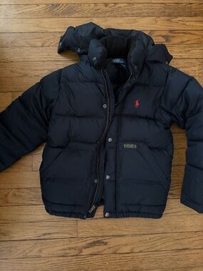 Polo by Ralph Lauren Black Puffer Jacket with Navy Label